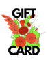Orange and green flower illustration with the text "Gift card" 